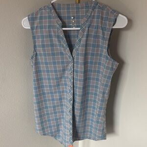 Rabbit Running High Country Plaid button down tank